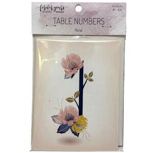 Table Number Cards 1-24 Pink Leaf Floral 4x5 Wedding Baby Shower Party Supplies